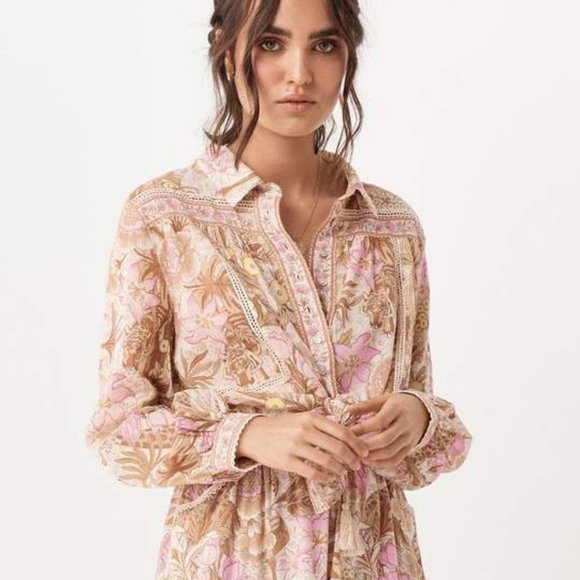Spell Tops - Spell Jungle Blouse Cream size Small FSOT